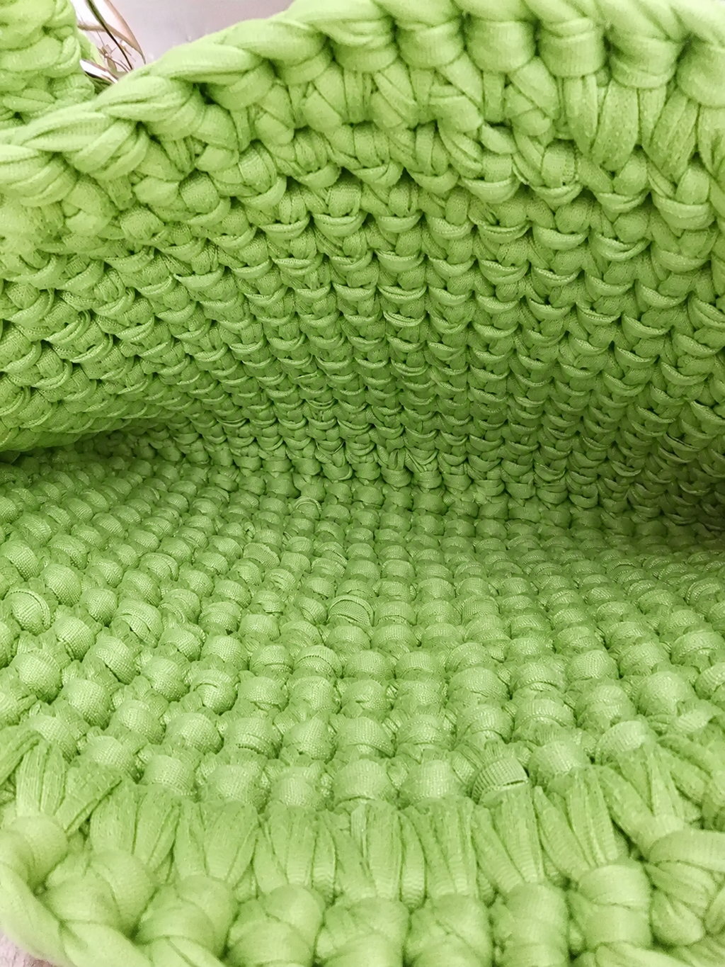 Lime Green Handmade T-Shirt Yarn Handbag