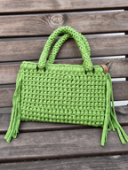 Lime Green Handmade T-Shirt Yarn Handbag