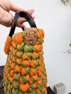 Orange & Olive Handmade T-Shirt Yarn Handbag