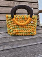 Orange & Olive Handmade T-Shirt Yarn Handbag