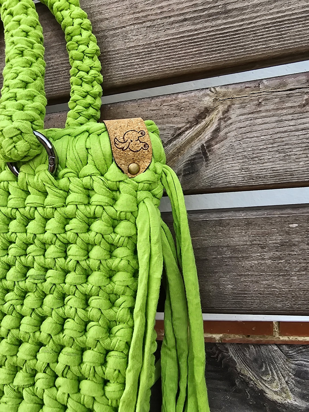 Lime Green Handmade T-Shirt Yarn Handbag
