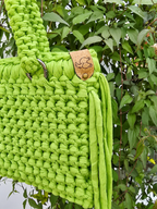 Lime Green Handmade T-Shirt Yarn Handbag