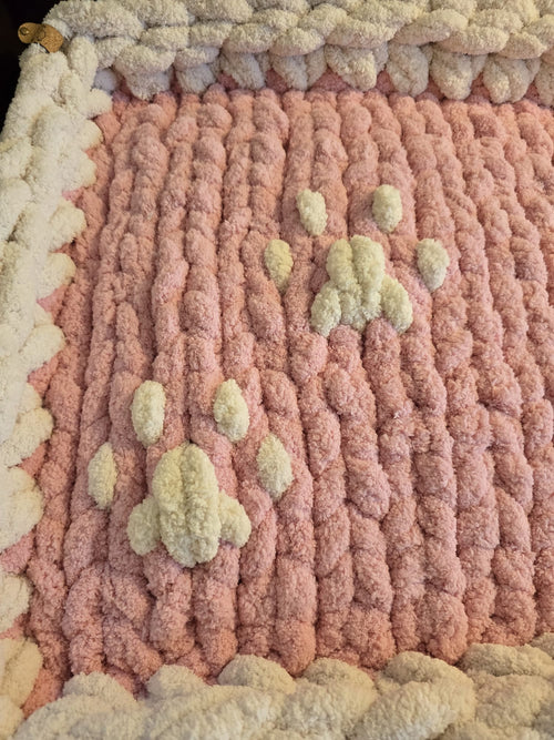 Customisable Blush Paw Cloud – Chenille Pet Bed – Handmade Chenille