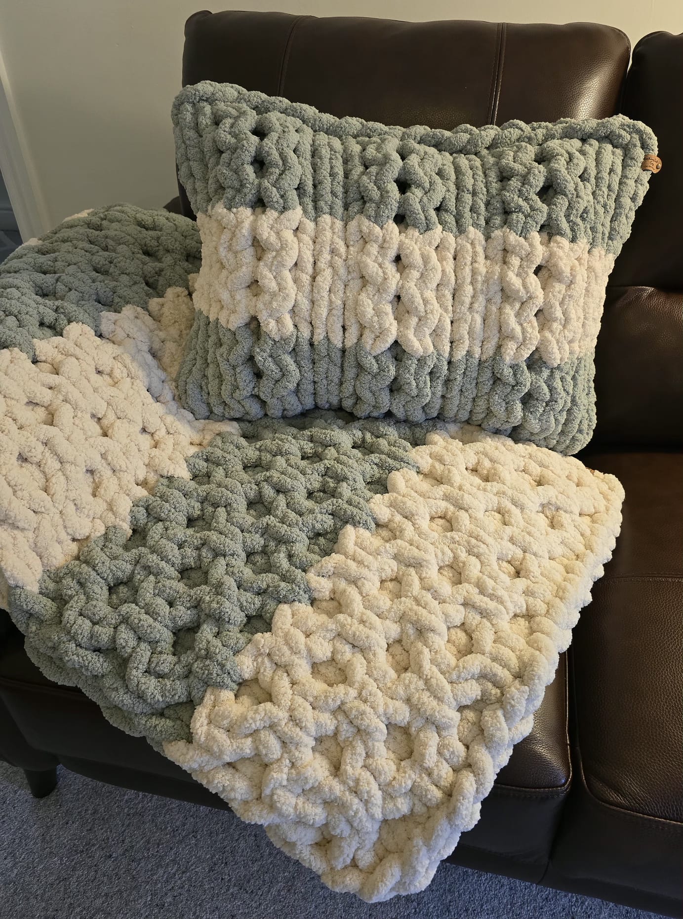 Customisable The "Sage Sanctuary" Honeycomb Pillow – Handmade Chenille