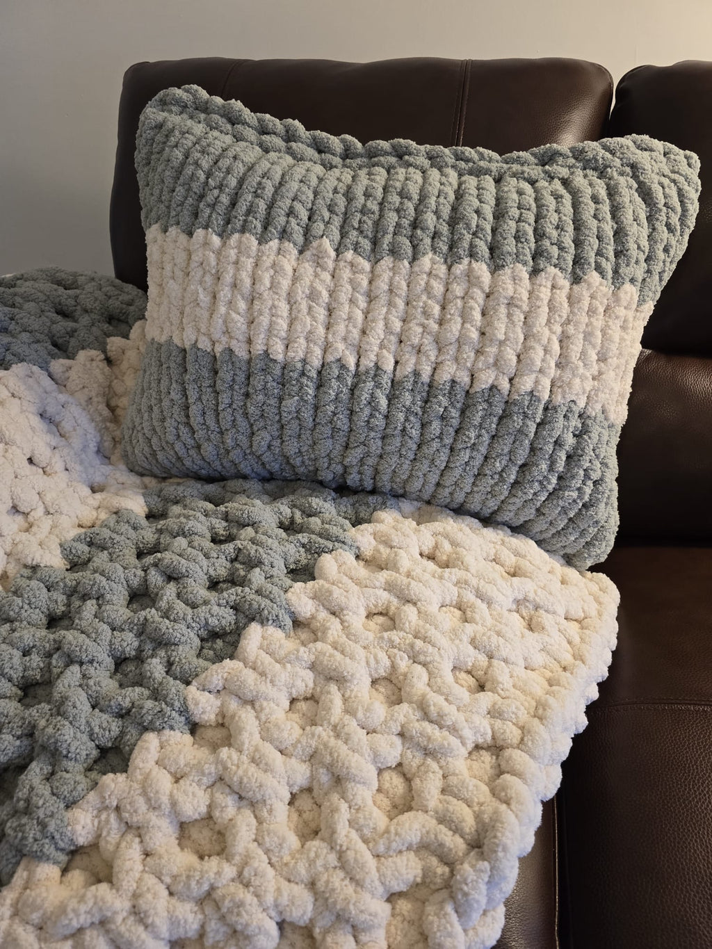 Customisable The "Sage Sanctuary" Honeycomb Pillow – Handmade Chenille