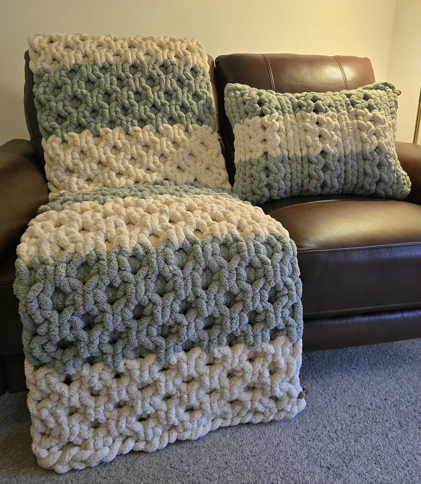 Customisable The "Sage Sanctuary" Honeycomb Pillow – Handmade Chenille