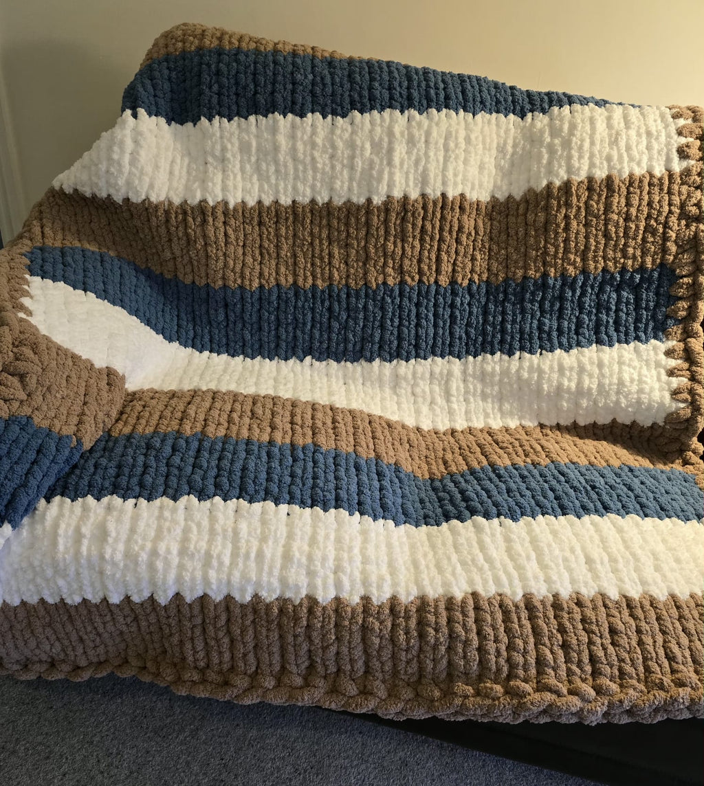 Customisable The Driftwood Stripe Blanket- Sample – Handmade Chenille