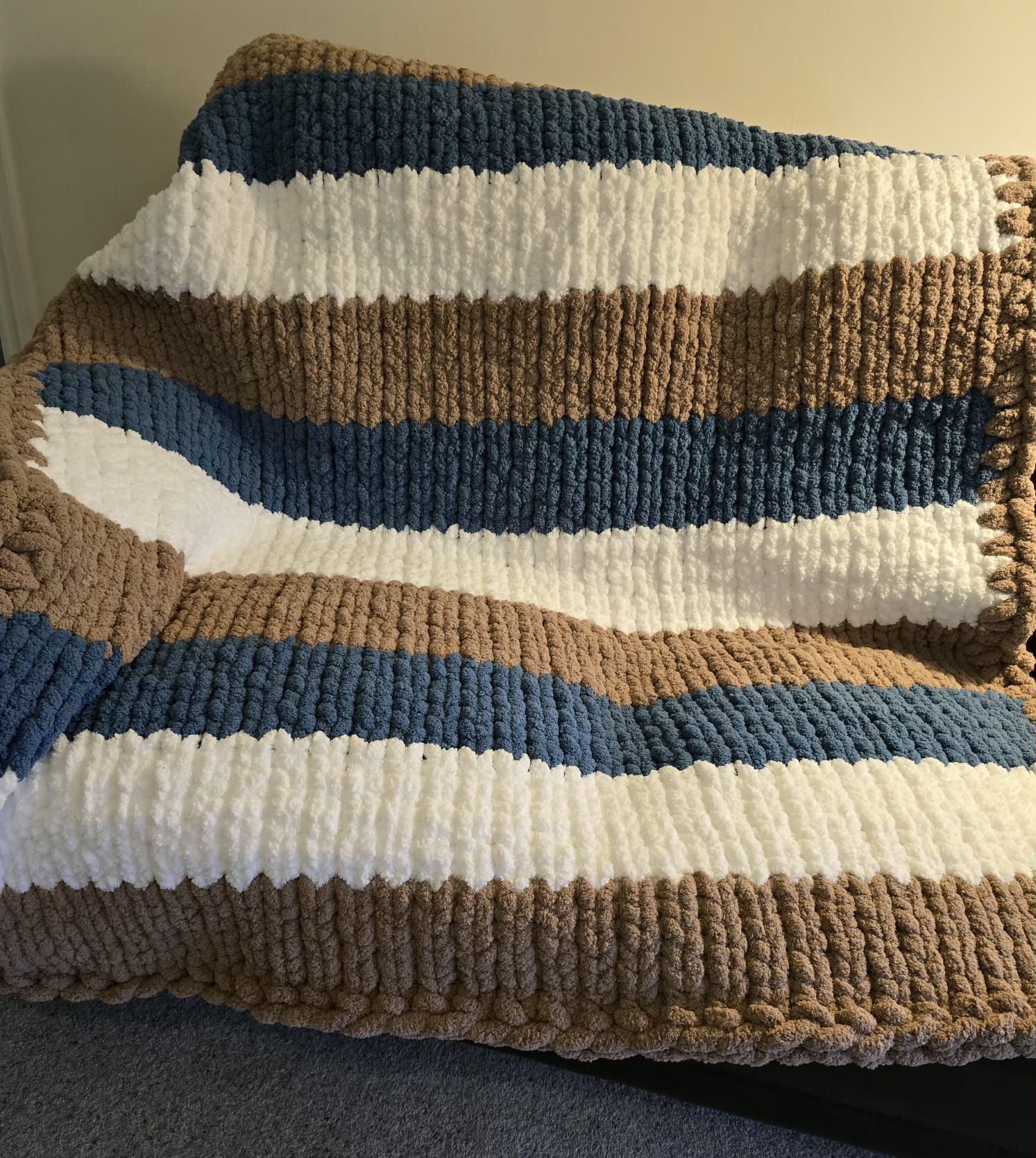 Customisable The Driftwood Stripe Blanket- Sample – Handmade Chenille