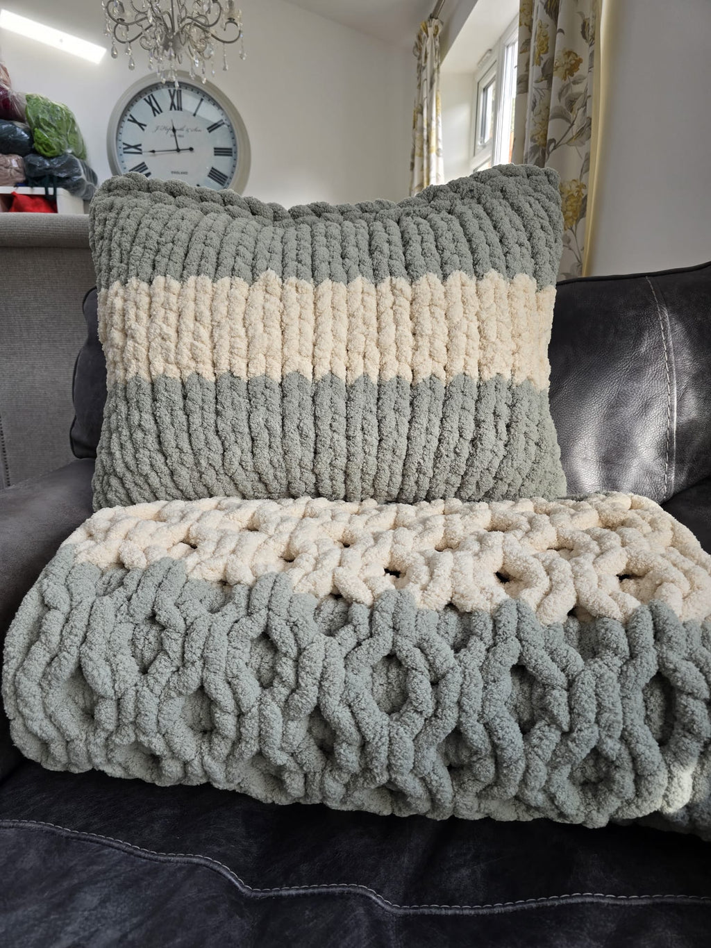 Customisable The "Sage Sanctuary" Honeycomb Pillow – Handmade Chenille