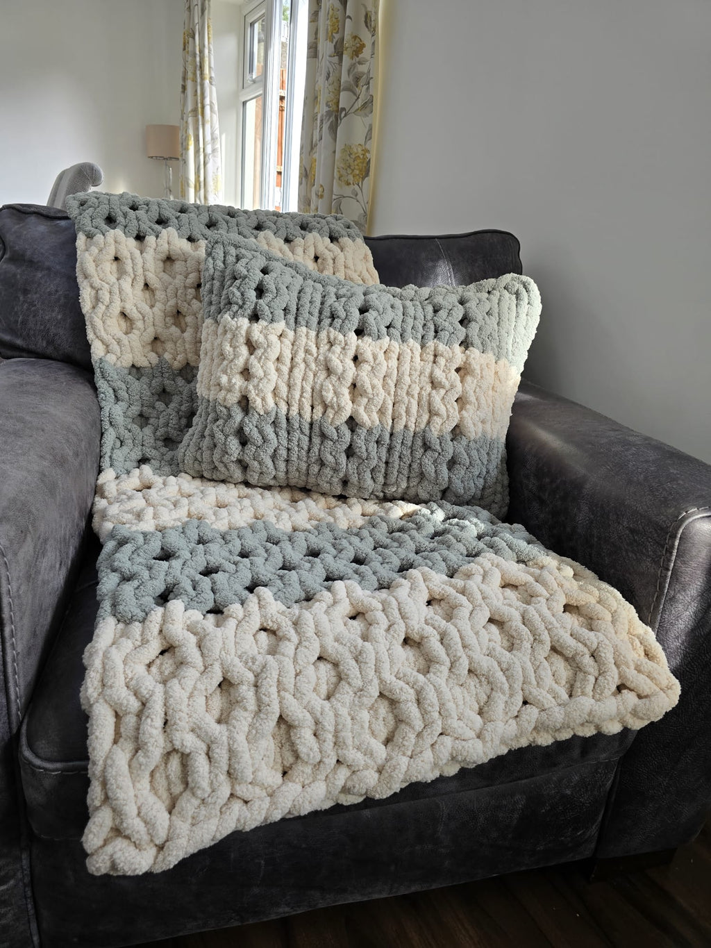Customisable The "Sage Sanctuary" Honeycomb Pillow – Handmade Chenille