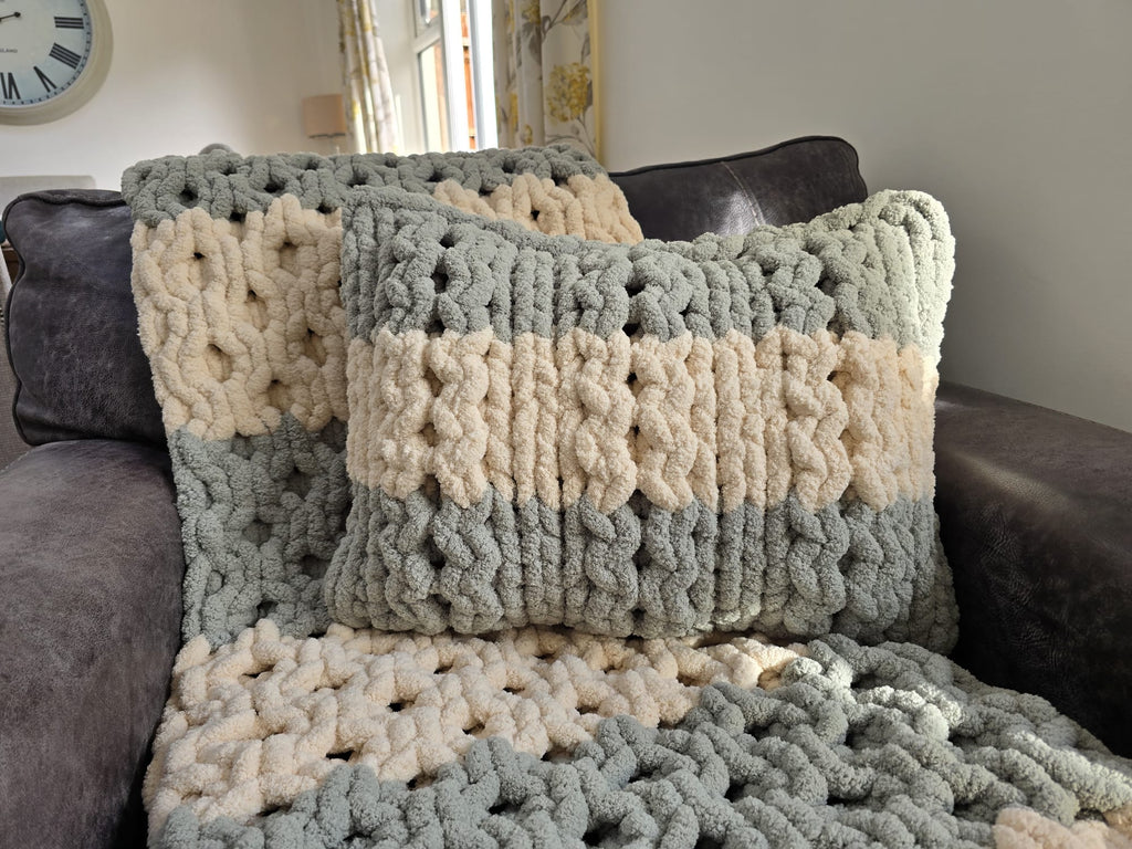 Customisable The "Sage Sanctuary" Honeycomb Pillow – Handmade Chenille
