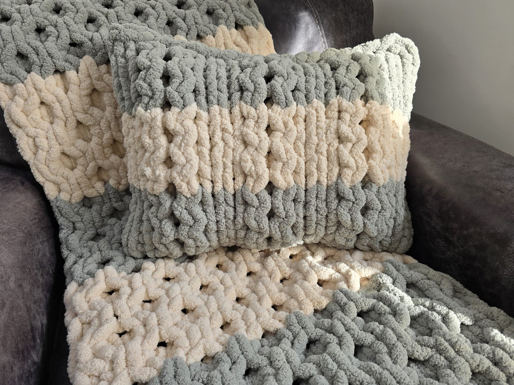 Customisable The "Sage Sanctuary" Honeycomb Pillow – Handmade Chenille