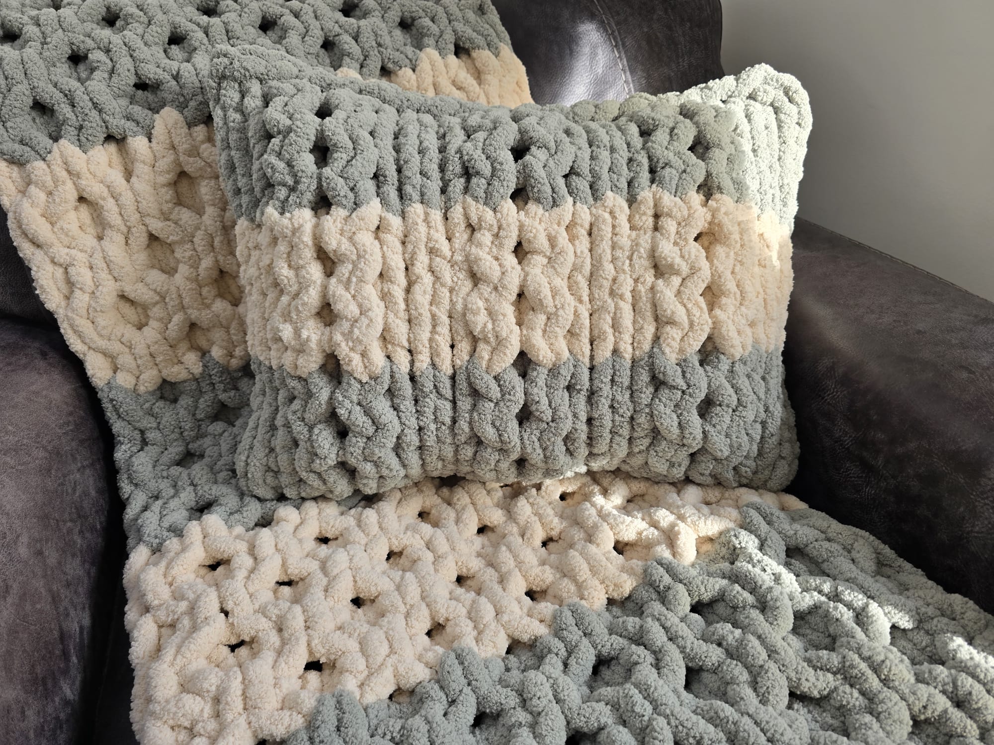 Customisable The "Sage Sanctuary" Honeycomb Pillow – Handmade Chenille