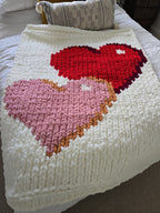Customisable Love Heart's entwined Blanket – Handmade Chenille