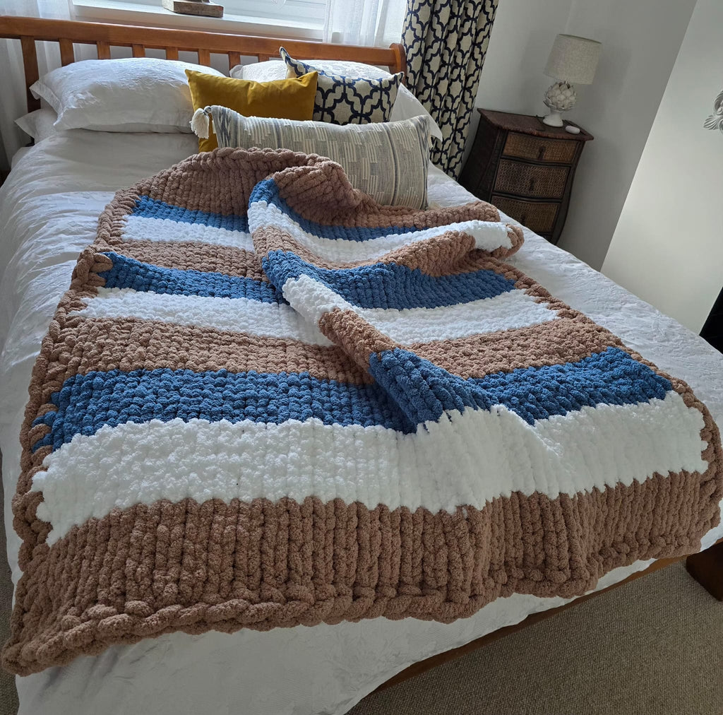 Customisable The Driftwood Stripe Blanket- Sample – Handmade Chenille