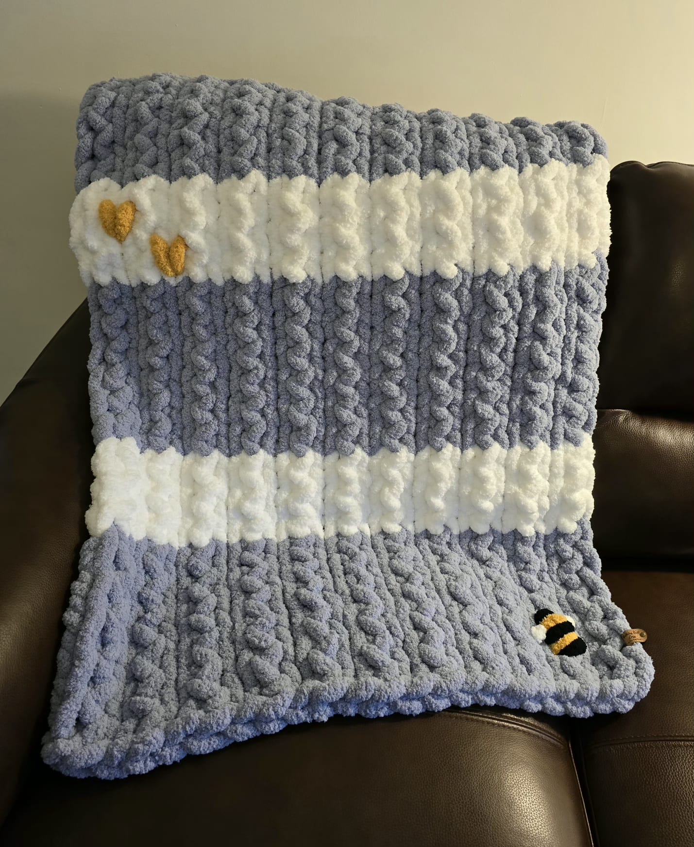 Customisable Sweetheart & Bumble Snuggle Baby Blanket – Handmade Chenille
